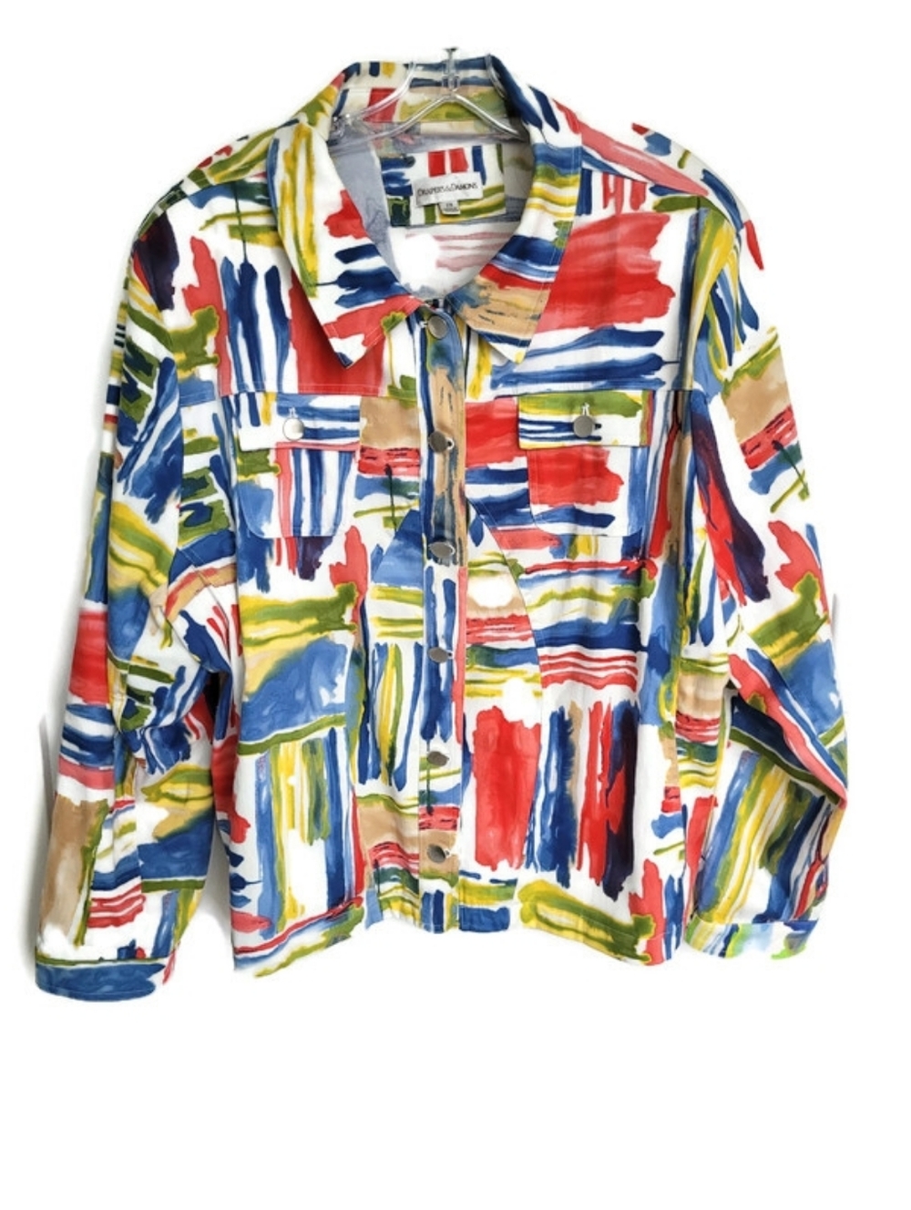 Colorful Abstract Brushstroke Button-Up Jacket